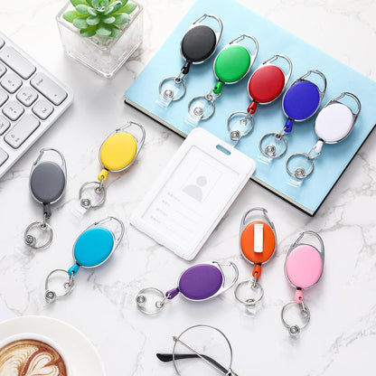 Yaomiao 100 Pack Retractable Badge Holder Reel with Clips Heavy Duty ID Card Holder Reels Bulk with Key Ring for Office Worker Doctor Nurse Employee School Students (Mixed Colors)