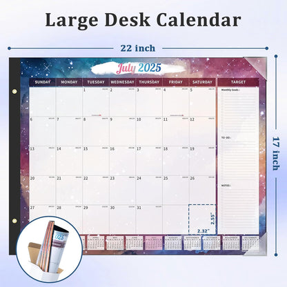 Ospelelf Desk Calendar 2025-2026 Large 22"x17" Monthly Family Planner Pad with Protective Cover 18 Months July 2025 to December 2026 Starry Sky