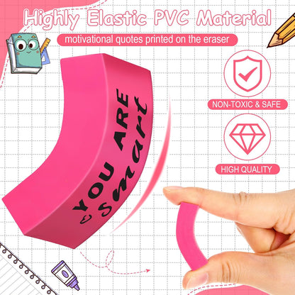 180 Pcs Inspirational Erasers for Kids Christian Pencil Erasers Bulk, Back-to-School Gifts Motivational and Cute Supplies for Students Classrooms, Drawing (Multicolor,Motivational)