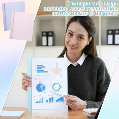 48 PCS Pastel Plastic Report Covers with 3 Prongs Clear Front Presentation Folders 3 Prong Folders for Resume Portfolio Document Report Letter Proposal School Classroom Office Supplies (Pastel)