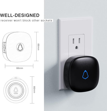Caregiver Pager, Wireless Call Button for Seniors/Elderly at Home, 2 SOS Buttons + 2 Receivers Medical Life Alert System, Emergency Panic Call Bell, Nurse Calling & Patient Assistance Alarm