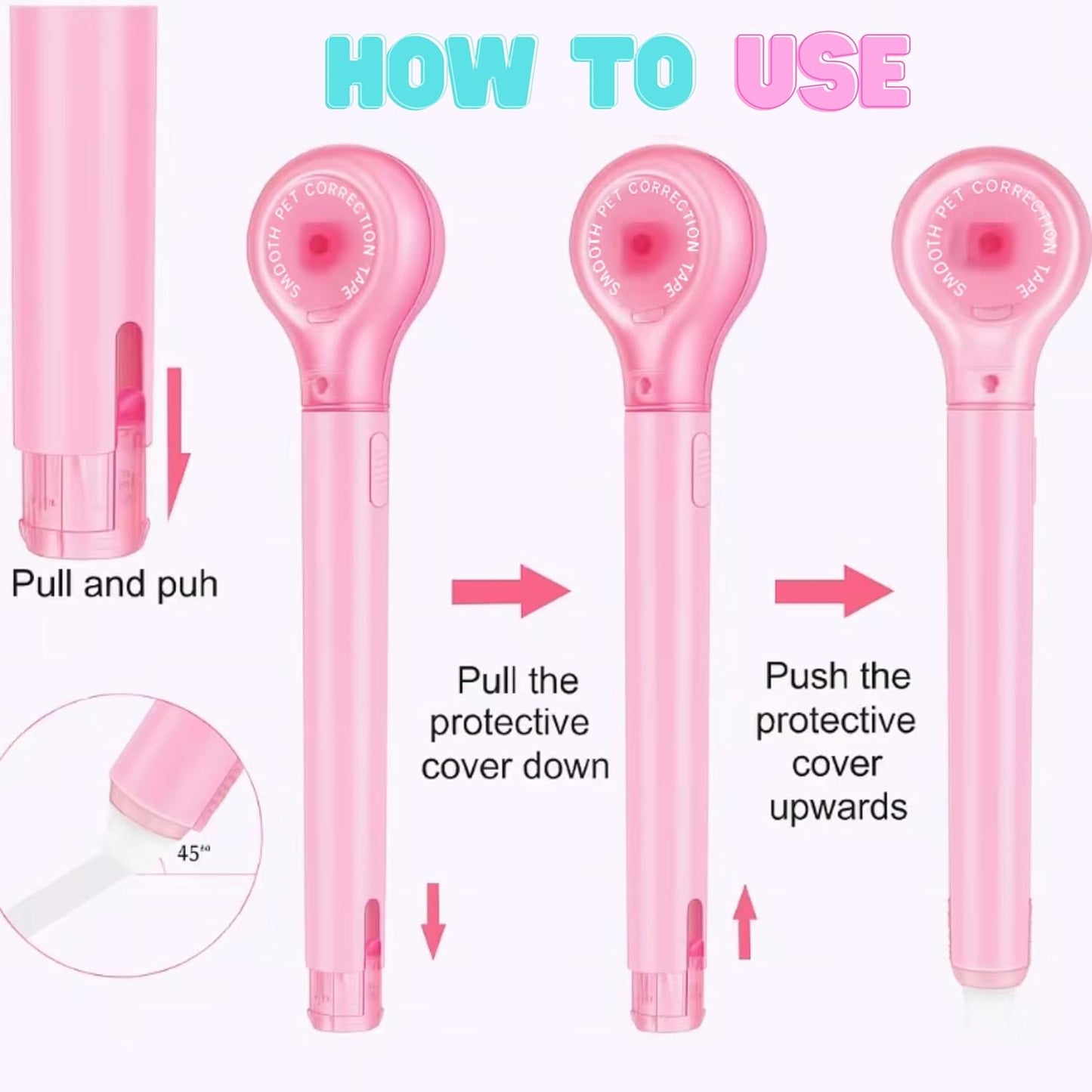 10 PCS Correction Tape Pens White-Out Applicator with Protective Cover, Smooth Ink Tape, Aesthetic Pen Design for School & Office Supplies (Pull-Out)