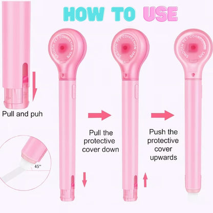 10 PCS Correction Tape Pens White-Out Applicator with Protective Cover, Smooth Ink Tape, Aesthetic Pen Design for School & Office Supplies (Pull-Out)