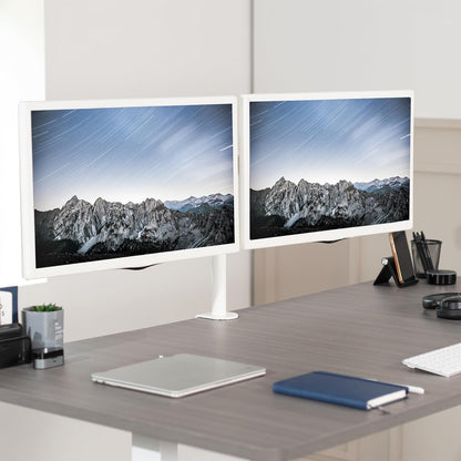 VIVO Dual Monitor Desk Mount, Heavy Duty Fully Adjustable Stand, Fits 2 LCD LED Screens up to 32 inches, White, STAND-V032W