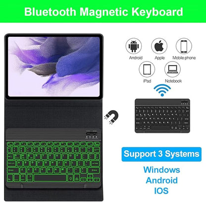 Keyboard Case for Samsung Galaxy Tab S10+ Plus/ S9FE Plus/ S9 Plus/ S9+/ S8+/S8 Plus/ S7 FE/S7 Plus/S7+ 12.4 Inch, Smart Wireless Bluetooth Keyboard Case Cover with Pen Holder(Black)