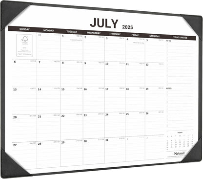Nekmit Desk Calendar 2025-2026 with Desktop Mat, Large Desk Calendar Runs from Jul 2025 - Dec 2026, Big Desk Pad Calendar 21 x 16 1/2 Inches for Home and Office