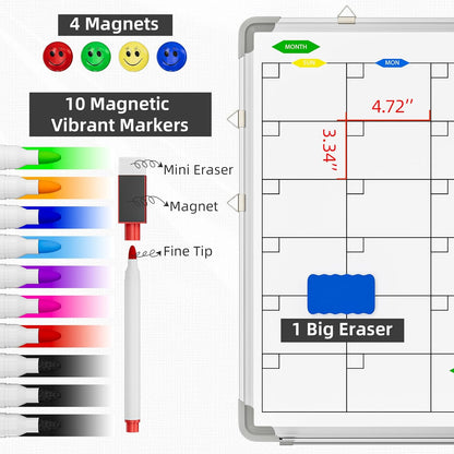 Polegas 24" X 36" Magnetic Dry Erase Board Whiteboard with Lines, Wall Hanging Monthly Calendar to Do List Schedule Board