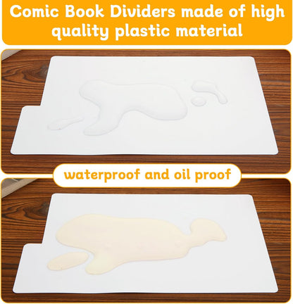 SHUESS 100 Pack Comic Book Dividers Plastic Dividers with Tabs White Frosted Card Separator for Comic Book Storage Boxes