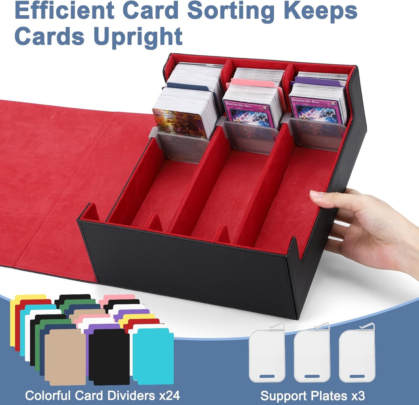 Card Deck Case for Trading Cards 1800+, MTG Card Storage Box, Leather Magnetic Closure Storage Box for Magic Commander, MTG, YuGiOh, PKM and Sports Cards