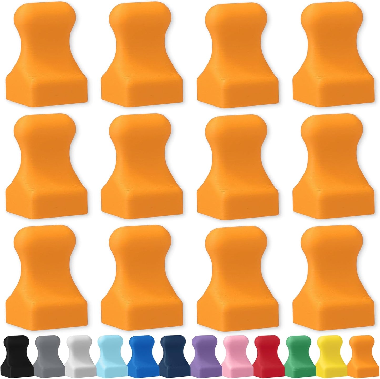 Glassboard Studio MiniPawn Magnet - Strong Neodymium Rare Earth Magnets for Fridge, Whiteboard, Locker & Magnetic Glassboards - Crafting & Office Use - Strong Fridge Magnets (Tangerine Orange, 12)