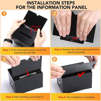 Tip Jar Suggestion Box with Slot and Lock Metal Donation Raffle Fundraising Cash Ballot Money Ticket Bartender Voting Prayer Comment Teacher Mailbox Booth Card Coin Classroom Restaurant Black