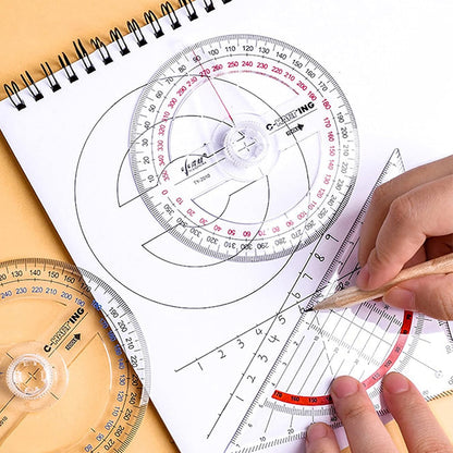 360° Protractor Pack of 5 Protactors Plastic Protractor Math Protractors Clear Protractor Ruler Drafting Tools Circle Protractor for Geometry