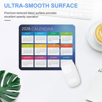 Mouse Pad 2026 Calendar,Computer Mouse Pads Calendars Non-Slip Rubber Desk Mat Mousepad Gaming Office Keyboard Mat (9.45x7.87 in) (Blue)