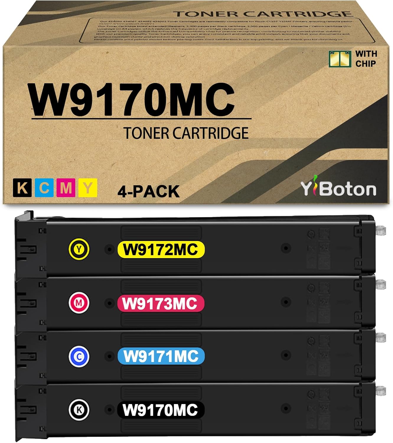 W9170MC W9171MC W9172MC W9173MC Toner Cartridge Compatible with Color Managed MFP E87740dn E87750dn E87760dn E87770dn E87740z E87750z E87760z E87770Z Printers (4-Pack, Black/Cyan/Magenta/Yellow)