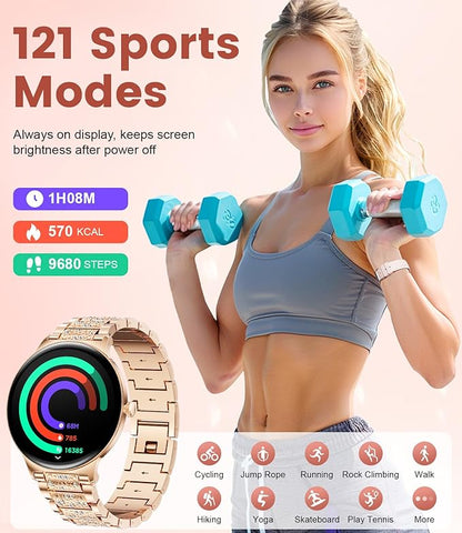 LIGE Smart Watch for Women(Dial/Answer Calls), 1.43" AMOLED HD Display, 100+ Sports Modes Fitness Tracker Watch, 5ATM Waterproof/IP68/Sleep Smartwatch Womens, Ladies Smart Watches for iOS Android