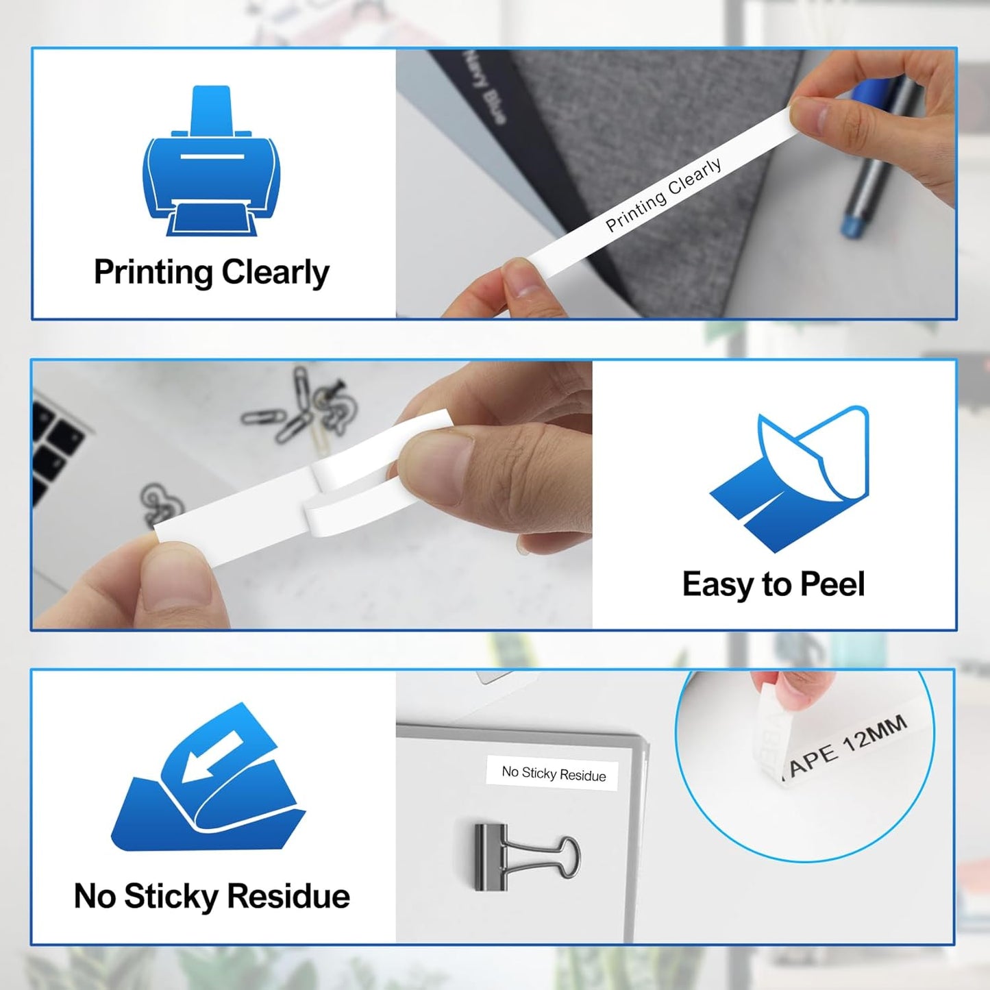 4Pk Tze-231 Label Maker Tapes Replacement for Brother P Touch Label Tape 12mm 0.47 Laminated White TZe231/TZe-231 for Brother PT-D210 D400 H103W H110 1280 1290 1880 2040, Black on White