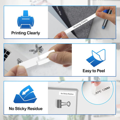 4Pk Tze-231 Label Maker Tapes Replacement for Brother P Touch Label Tape 12mm 0.47 Laminated White TZe231/TZe-231 for Brother PT-D210 D400 H103W H110 1280 1290 1880 2040, Black on White