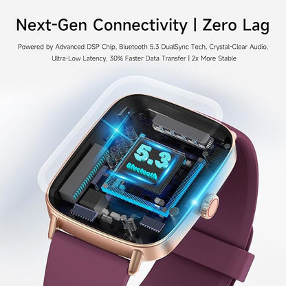 Smart Watch for Women, 1.85" HD Smartwatch Compatible iPhone/Samsung/Android (Answer/Make Calls), 100+ Sport Modes Fitness Tracker with Heart Rate/Sleep/SpO2 Monitor, IP68 (Deep Purple)