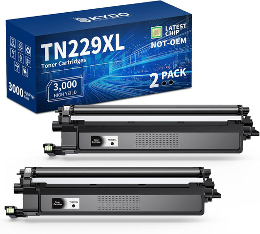 TN229XL Black Compatible Toner Cartridges Replacement for TN229 TN-229 TN 229 XL Toner Cartridges to Use with MFC-L3780CDW MFC-L3720CDW HL-L3280CDW HL-L3220CDW Printer(2 Blacks)