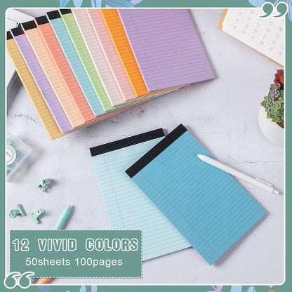 Fuutreo 24 Pcs 5" x 8" Legal Pad Writing Notepads 50 Sheets Small Legal Pad Narrow Ruled Multiple Color Lined Paper for School College Office Supplies Work (Multicolor)