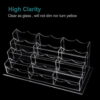 Business Acrylic Card Holder Display for Desk, 12 Slots 4 Tiers Multiple-Clear Acrylic Business Card Stand Set, Holds Approximately 600 Cards