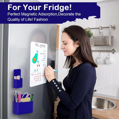 Magnetic Pen Holder,2 Pack Magnetic Dry Erase Marker Holder with Generous Compartments,Strong Magnet Storage Marker Pen Pencil Organizer for Refrigerator,Whiteboard,Locker Accessories