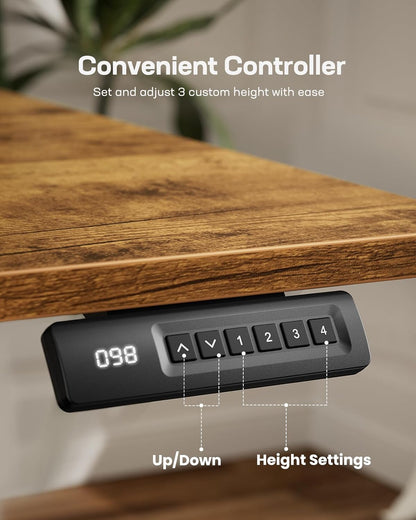 Marsail Standing Office Desk,Adjustable Heights,Stand Up Desk,55x28 Inches Desktop Sit Stand Home Office Gaming Computer Desk with 4 Memory Presets,Headphone Hook,Cable Organizer, Rustic Brown