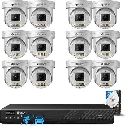 4COVR 16 Channel PoE PTZ Security Camera System 4K, 12X 8MP IP PTZ Camera Two Way Audio, 280° Pan 90° Tilt 5X Optical Zoom, Smart Color Night Vision, Human Vehicle Detection, NVR 4TB HDD, LY5XCP8M1612