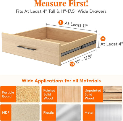 Lifewit 16 Pack Drawer Dividers 4" High, 11-17" Adjustable Drawer Organizers for Clothes, Expandable Dresser Separators in Bedroom/Bathroom/Kitchen/Fridge/Office Organization and Storage,White