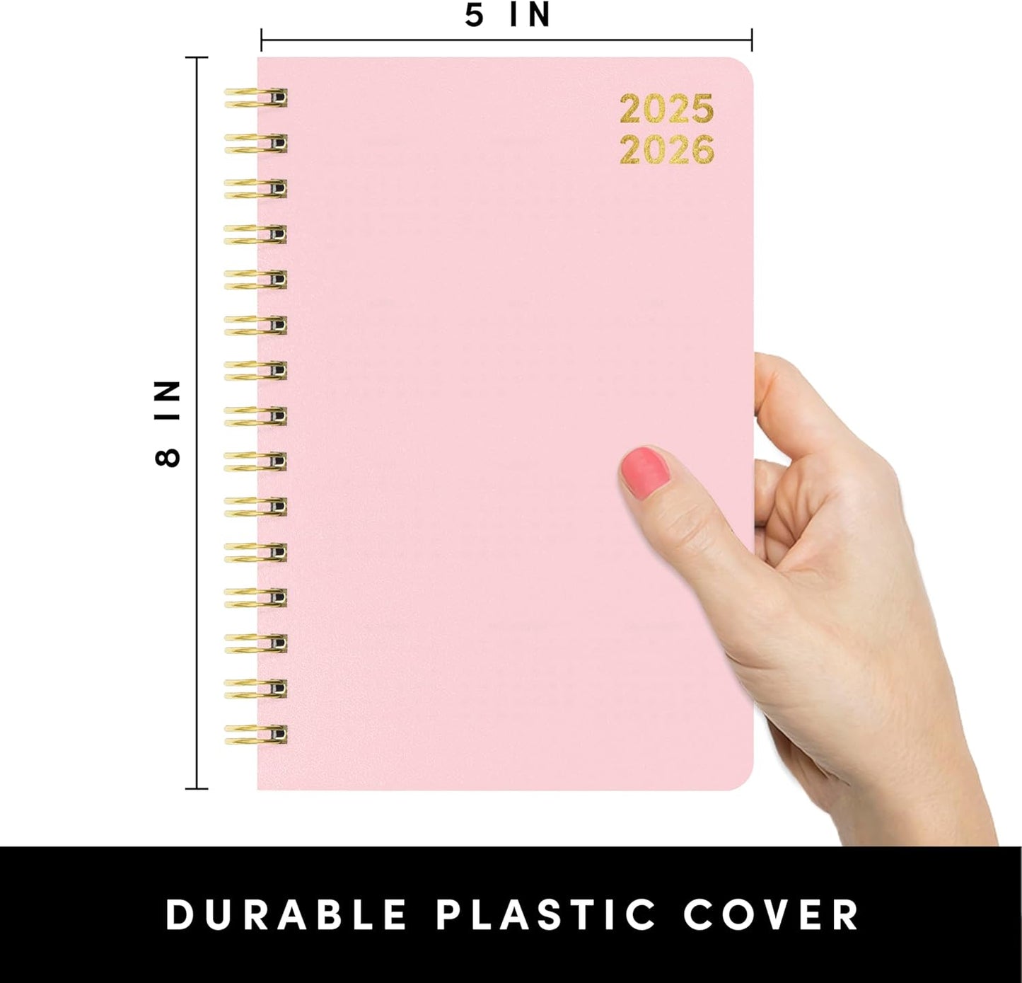 PAPERAGE 17 Month Academic Planner 2025-2026, Weekly & Monthly Spreads, August 2025 - December 2026, Small (5 in x 8 in), Blush