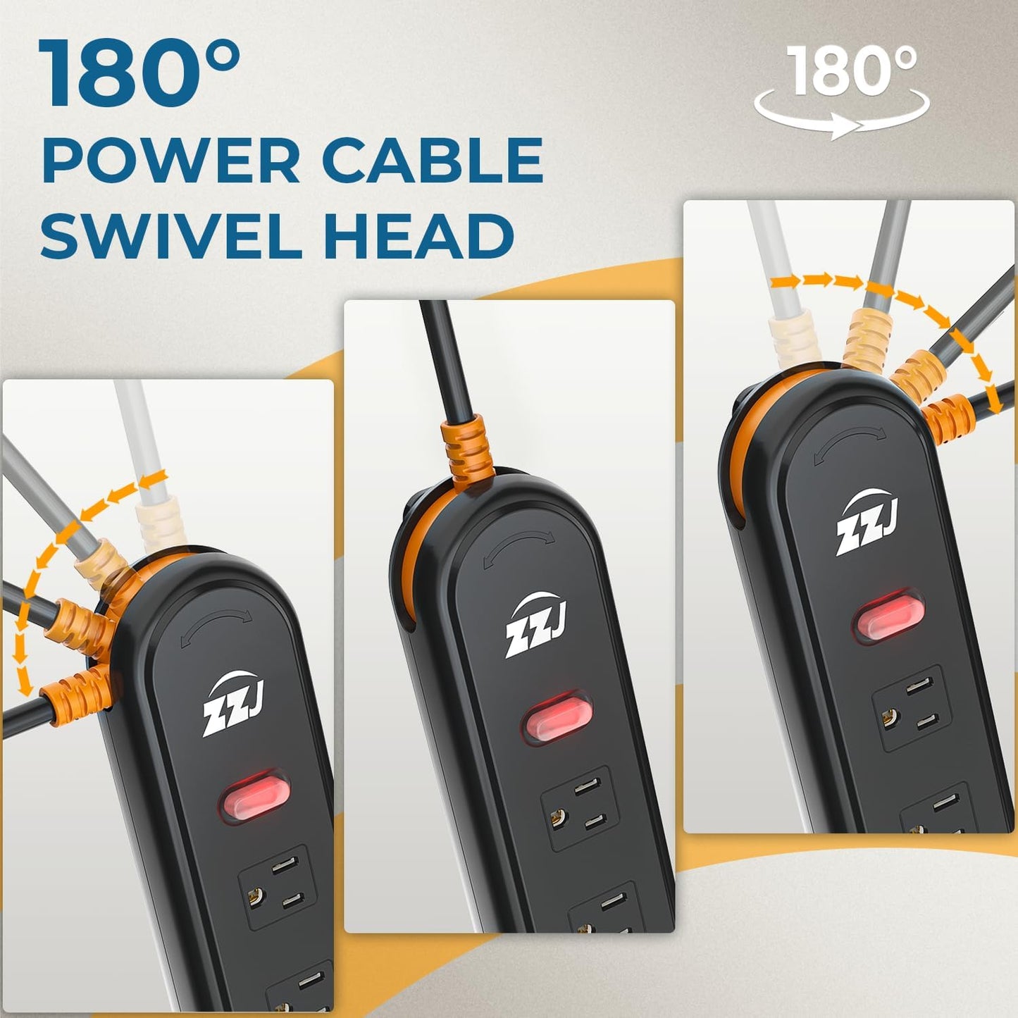 Outdoor Power Strip Weatherproof, 7-in-1 Surge Protector with 4 Wide Outlets 2USB A and 1USB C,1875W/15A, 10FT Flat Plug Multi-Plug Outdoor Extension Cord Waterproof for Indoor Outdoor, UL FCC Listed