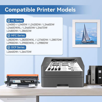 MYTONER Compatible Toner Cartridges Replacement for Brother TN830XL TN830 XL/V/R TN-830 for DCP-L2640DW HL-L2460DW MFC-L2820DW HL-L2400D HL-L2405W HL-L2465DW HL-L2480DW Printer, 1xBlack