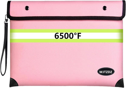 6500°F Fireproof Document Bag,Upgraded Fireproof/Waterproof Money Bag with Zipper/Reflective Strip,Storage Pouch for A4 Letter Size Document,Cash,Cell Phone,Passport