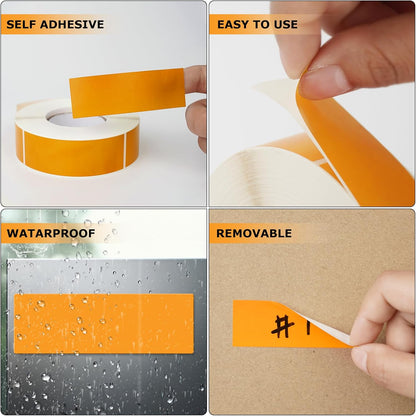 Orange Rectangle Stickers 3 x 1 Inch Color Coding Labels Vinyl Roll Self-Adhesive Waterproof Removable 500 PCS