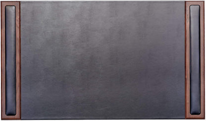 Dacasso Wood & Leather Desk Set - Luxury Leather Desk Pad & Desk Organization Essentials (Walnut and Black, 7 Piece)