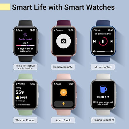 Smartwatch for Women/Men, Compatible with Android & iPhone, 1.8'' Fitness Tracker Watch with Alexa, Call & Notification Alerts, Heart Rate & Sleep Monitor, 120 Sports Modes, Waterproof Smart Watch