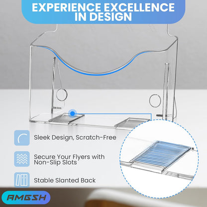 4 Pack Brochure Holder 8.5” x 11”, Acrylic Literature Holder, Plastic Clear Rack Card Display Trifold Brochures Stand Flyer Holder Pamphlet Display Stand, Wall Mount/Countertop