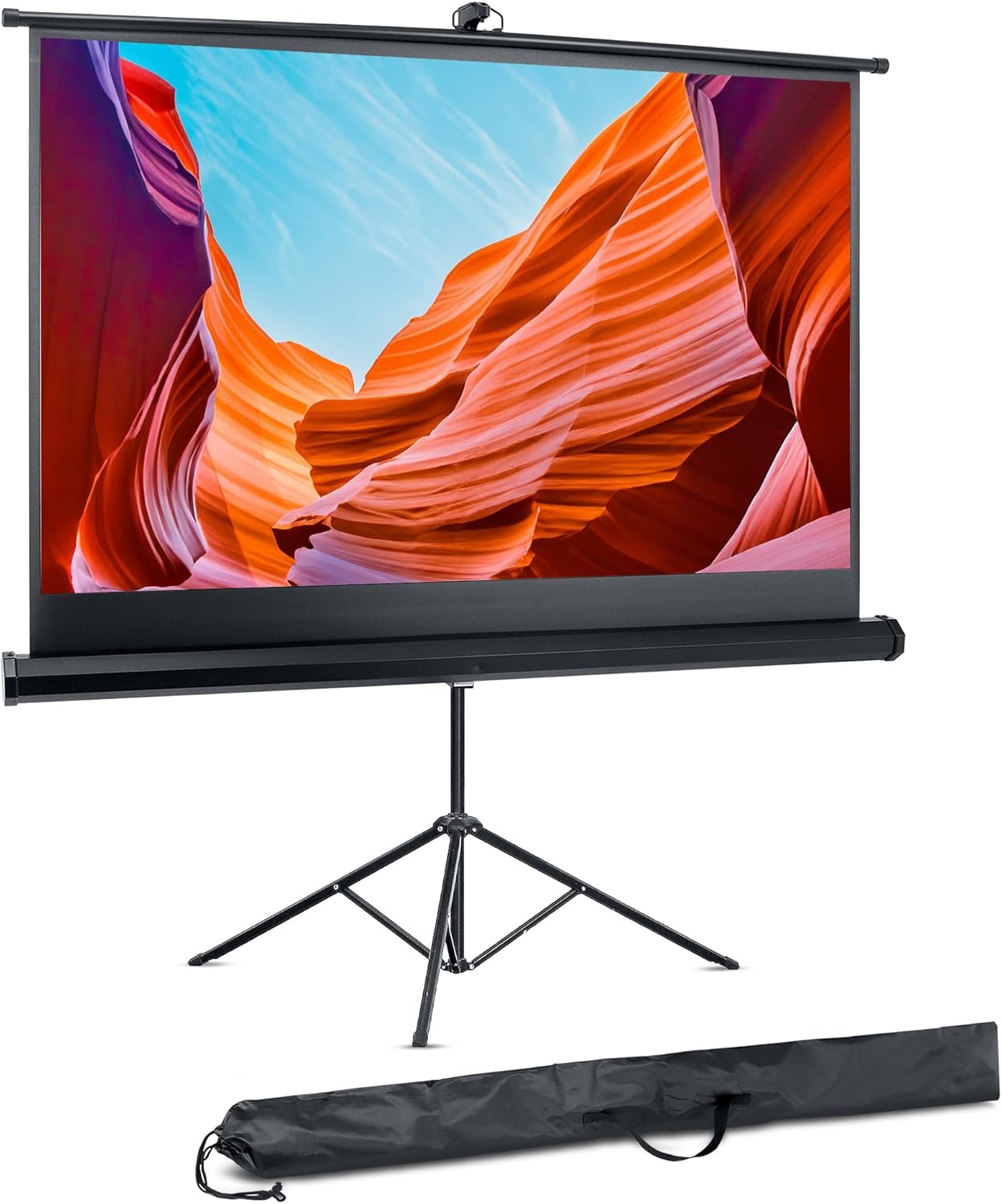 Pyle Universal Projector Screen w/ Stand - 120-Inch Floor Standing Portable Fold-Out Rollup Matte For Projection, Includes Tripod, Great For Indoor/Outdoor Presentation, Quick Assembly