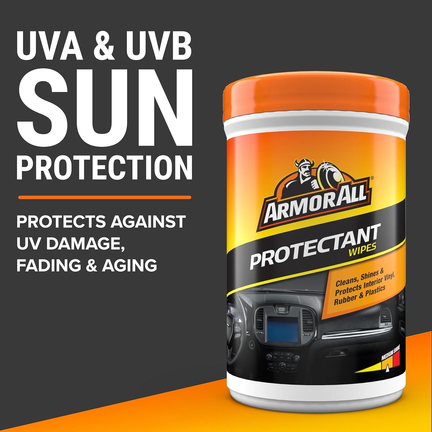 Armor All Car Interior Protectant Wipes, 90 Count Canister, UV Protectant for Vinyl, Rubber, Plastic, Trim and Dashboards