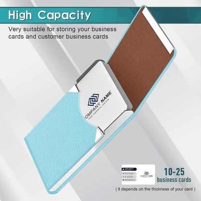 Business Card Holder, Pocket Business Card Case, Slim Card Holders for Men or Women, PU Leather Business Card Carrier Metal RFID Blocking Name Card Holder with Magnetic Clasp