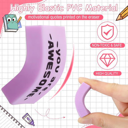 180 Pcs Inspirational Erasers for Kids Christian Pencil Erasers Bulk, Back-to-School Gifts Motivational and Cute Supplies for Students Classrooms, Drawing(Macaron,Motivational)