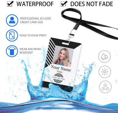 Custom Id Badge, Personalized Employee Photo Identification Card with Lanyard, Durable ID Card for Office Worker Doctor Nurse Student-Vertical-Template14