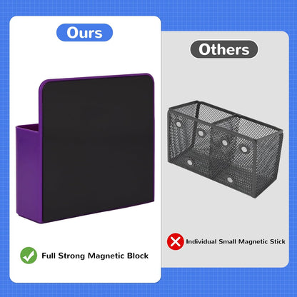 Magnetic Dry Erase Marker Holder, Magnetic Pen Marker Holder for Whiteboard, Fridge, Locker Accessories, School, Office, Home, Magnet Pen Cup,1 Pack, Purple