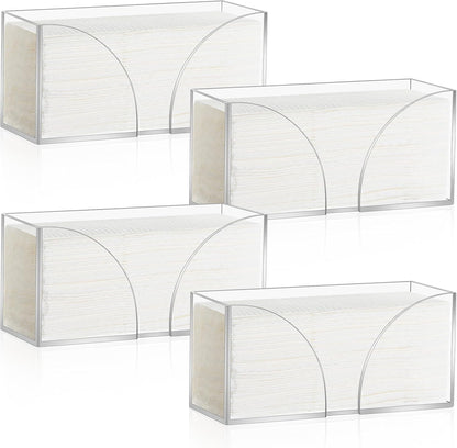 4Pack Clear Paper Towel Dispenser Countertop Acrylic Paper Towel Holder for Bathroom Folded Paper Towel Dispenser Clear Trifold Napkin Holder for Z-fold, C-fold, MultiFold Trifold