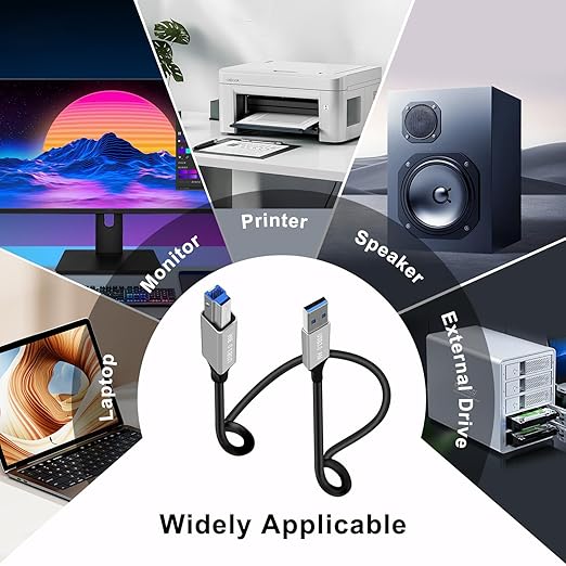 USB 3.0 Printer Cable Super Speed 5Gbps USB 3.0 Type A to B Male Cable for Scanner, External Hard Drives, Multifunction Printers etc (Typ A, 1 m)