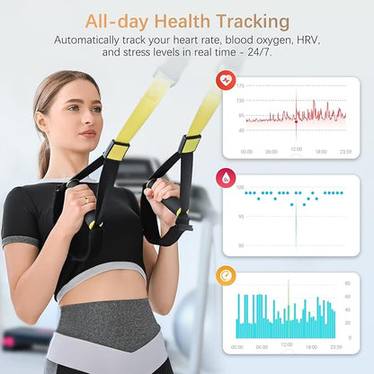 Fit Ring, Smart Health Rings for Women Men with Heart Rate,Blood Oxygen,HRV,Stress Level, Sleep Monitor, Step Tracker, No Subscription Fee, IP68 Waterproof Smart Ring for iphone &Android (Gold, 8#)