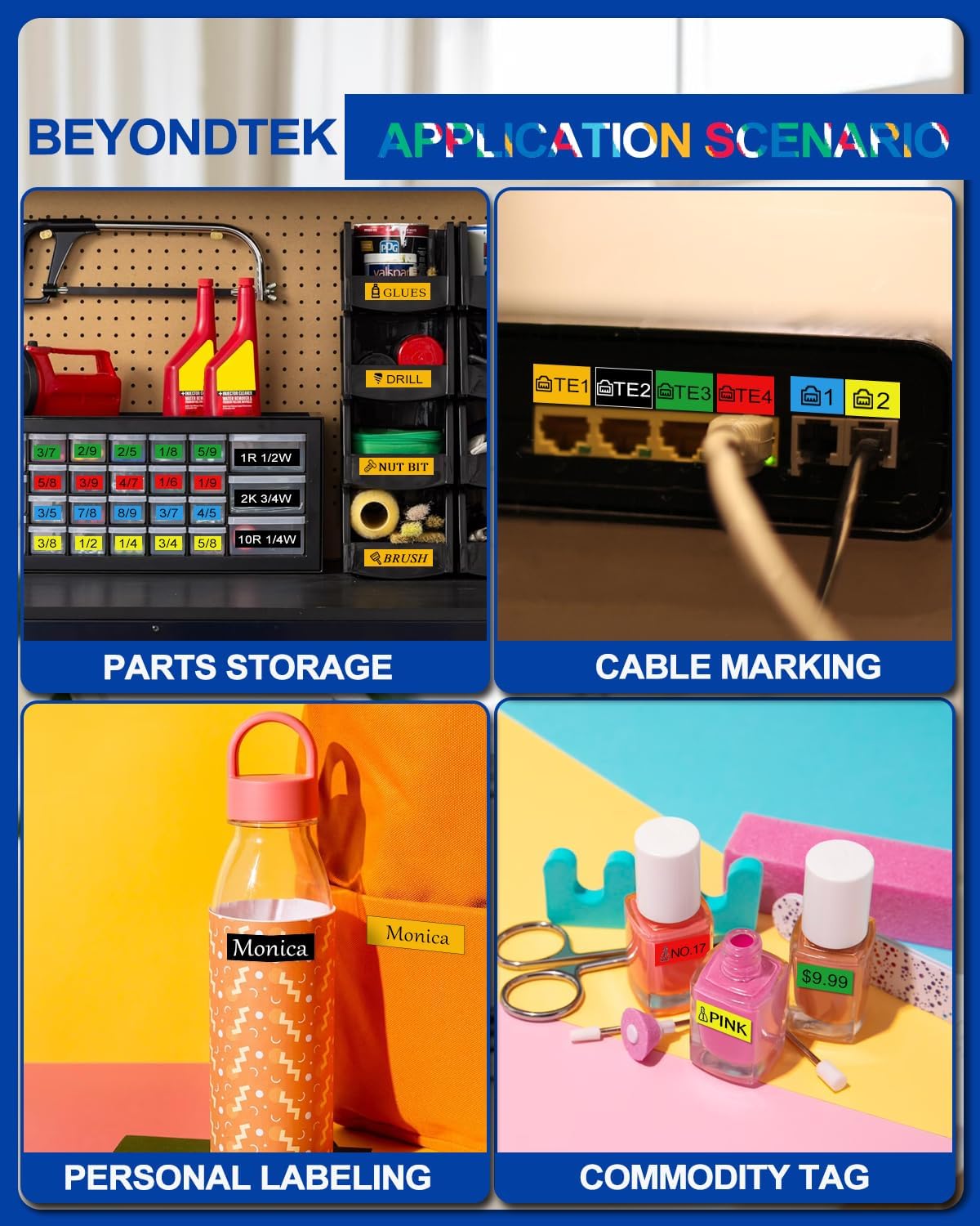 6Pk Replace for Brother Label Maker Tape Work with Brother P Touch Label Tape 12mm 0.47 Laminated Colored TZ 1/2" TZe-B31 TZe-335 TZe431-731 for PT-H103w H110 D210 D400 1180 1280 1890 2040,8m 26.2ft