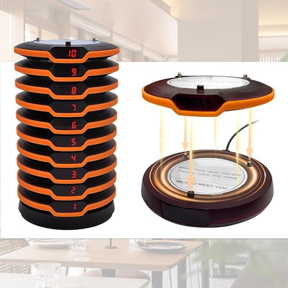Restaurant Pager System 16 Coaster Pagers and Beepers, Restaurant Beepers Buzzers System with Vibration Flashing Buzzer Queue Wireless Calling System for Food Truck Coffee Shop Church Nursery Bar