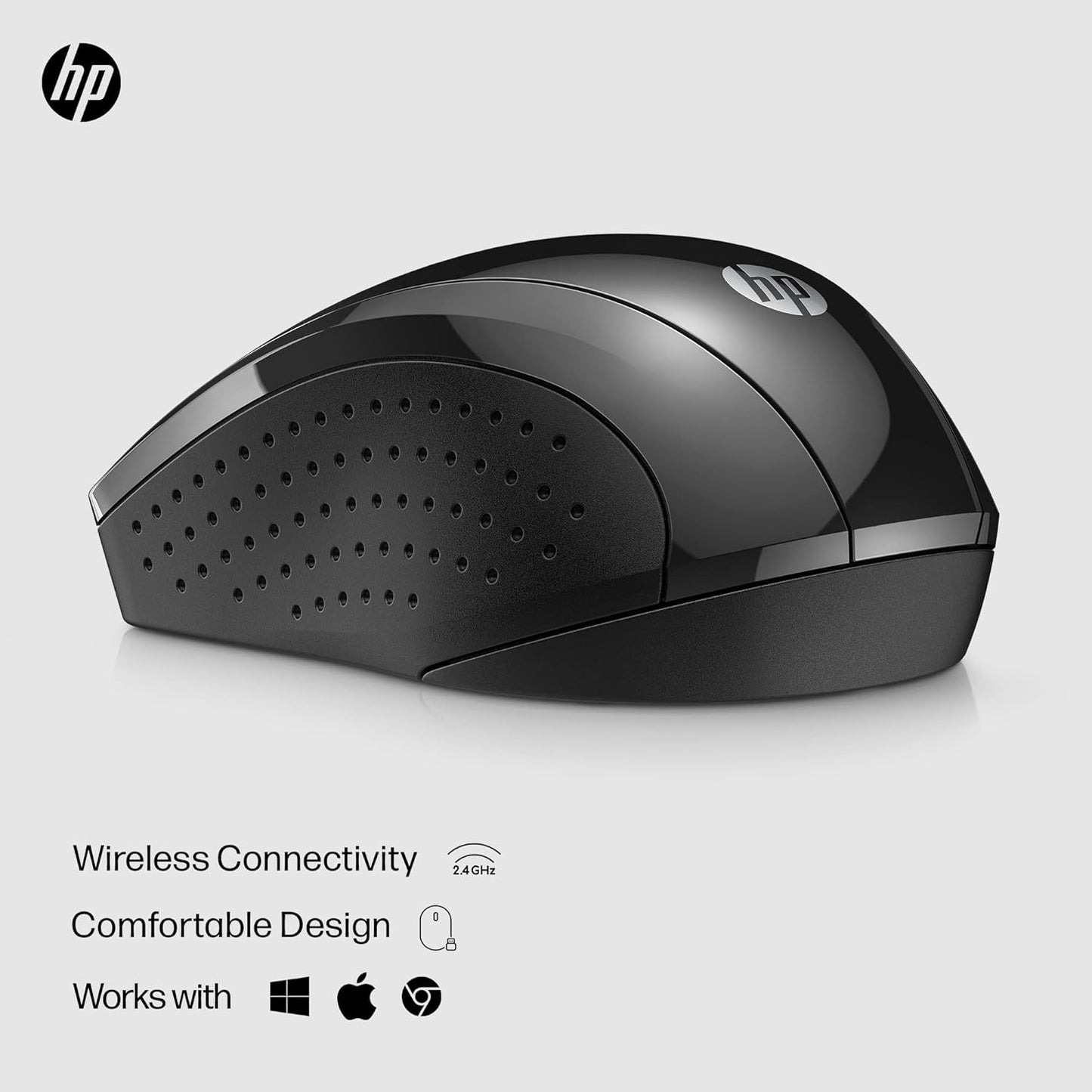HP X3000 G2 Wireless Mouse - Ambidextrous 3-Button Control, & Scroll Wheel Multi-Surface Technology, 1600 DPI Optical Sensor Win, Chrome, Mac OS Up to 15-Month Battery Life (‎28Y30AA#ABA, Black)