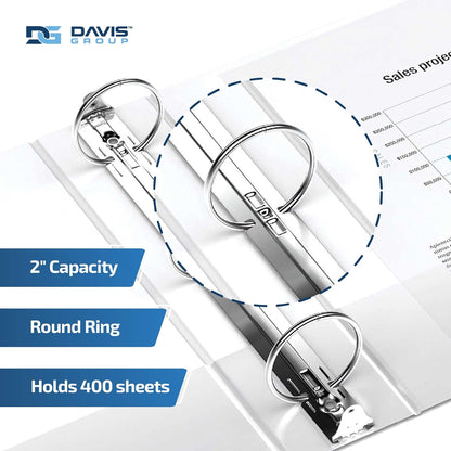 Easyview Premium 3-Ring Binders with Clear-View Covers and Round Rings, Binders for School or Office, 2 Inch, Pack of 6, White